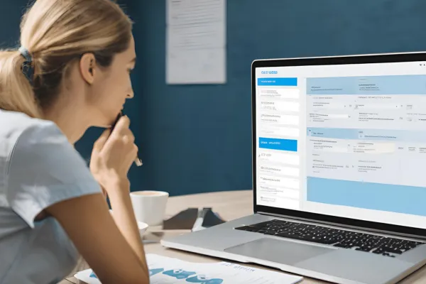 A woman using her laptop to access the LiteBlue Job Bidding dashboard, highlighting her professional commitment